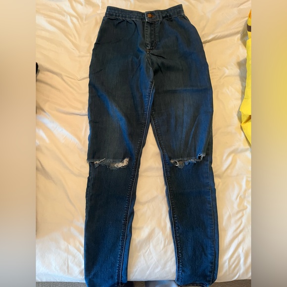 ! 2 for 20 ! TOPSHOP women’s ripped high waisted blue jeans high rise W26 L32 - Picture 3 of 6